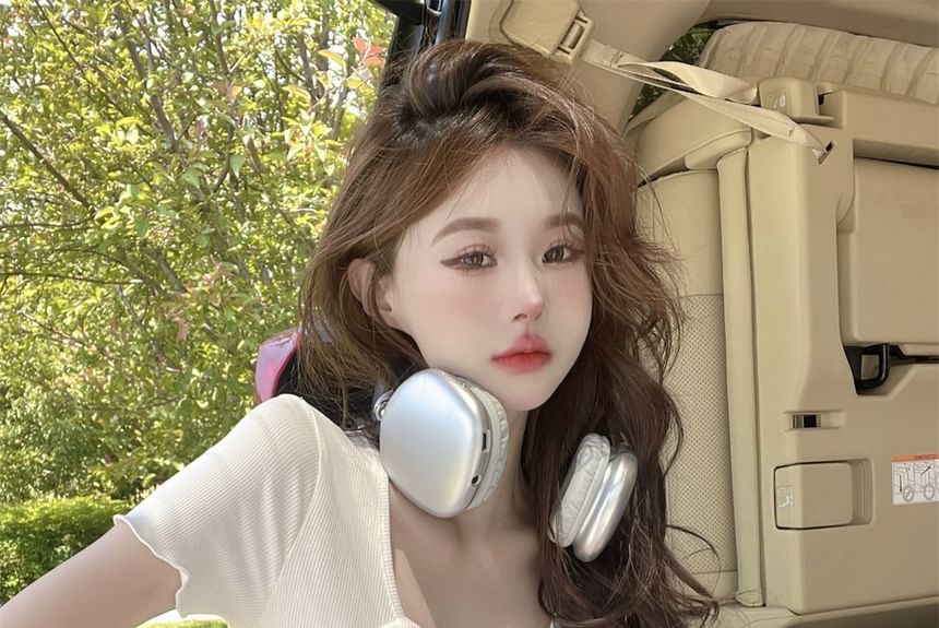 Cartoon Square Tee Short-Sleeve Print Lettering Neck