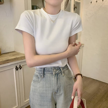 Neck Short-Sleeve Crew Tee Plain