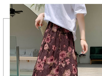 High Waist Floral Print Midi A Egirldoll