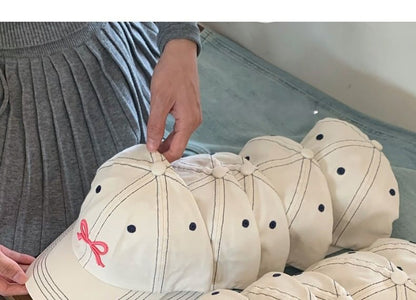 Bow Baseball Cap Embroidered