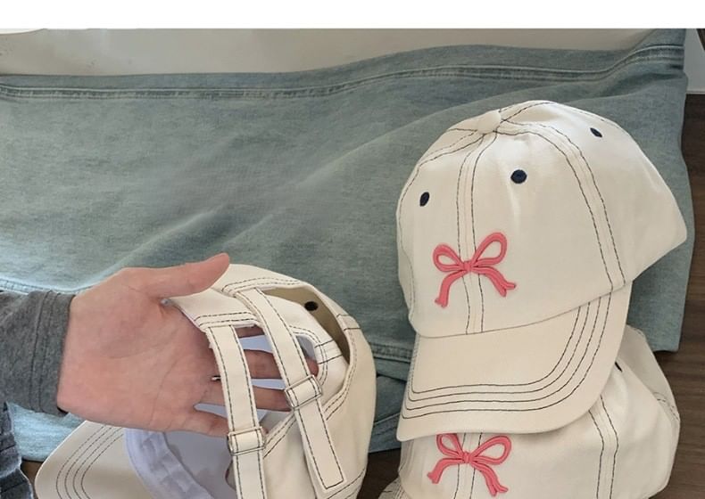 Bow Baseball Cap Embroidered