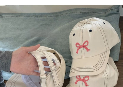 Bow Baseball Cap Embroidered