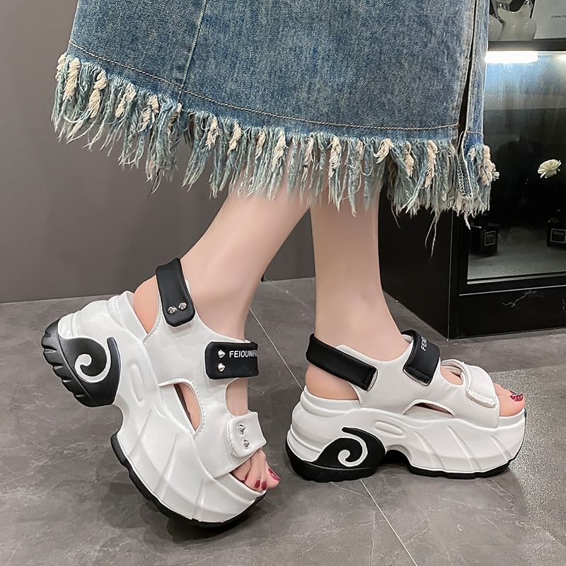 Tone Sandals Slingback Two Platform Adhesive Studded Strap