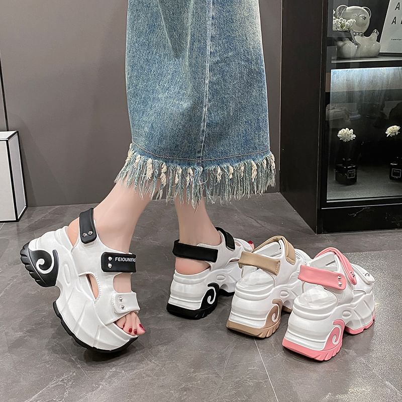 Tone Sandals Slingback Two Platform Adhesive Studded Strap