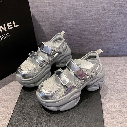 Sneaker Sequin Mesh Adhesive Sandals Strap Platform