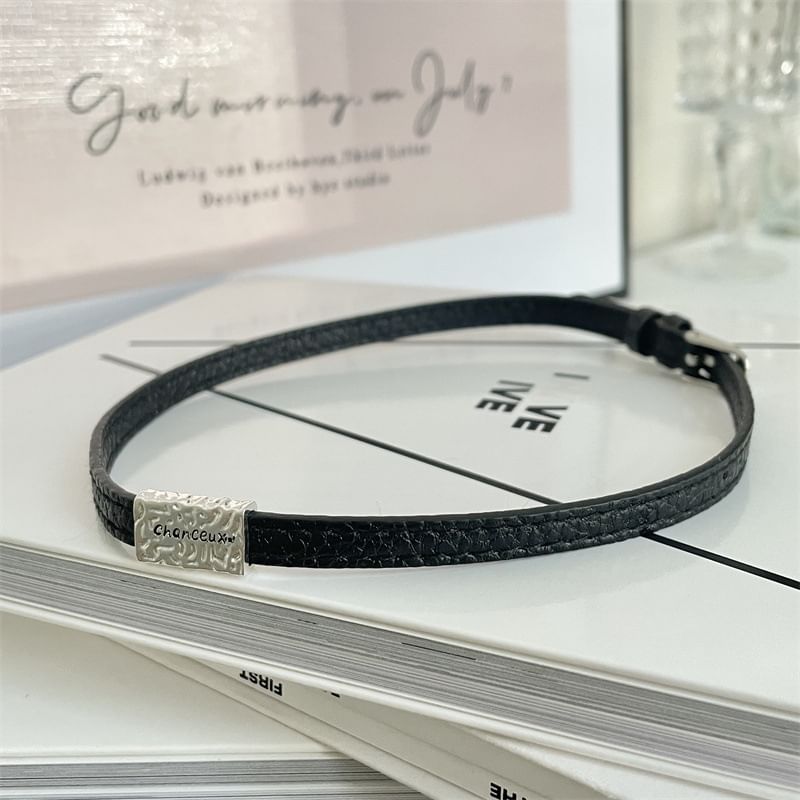 Faux Alloy Leather Choker