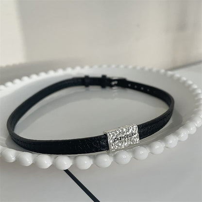Faux Alloy Leather Choker