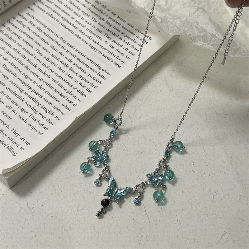 Floral Choker Alloy Butterfly