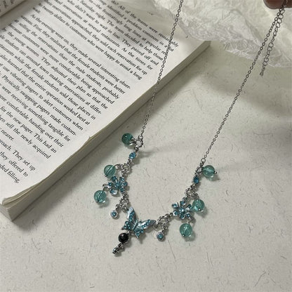 Floral Choker Alloy Butterfly