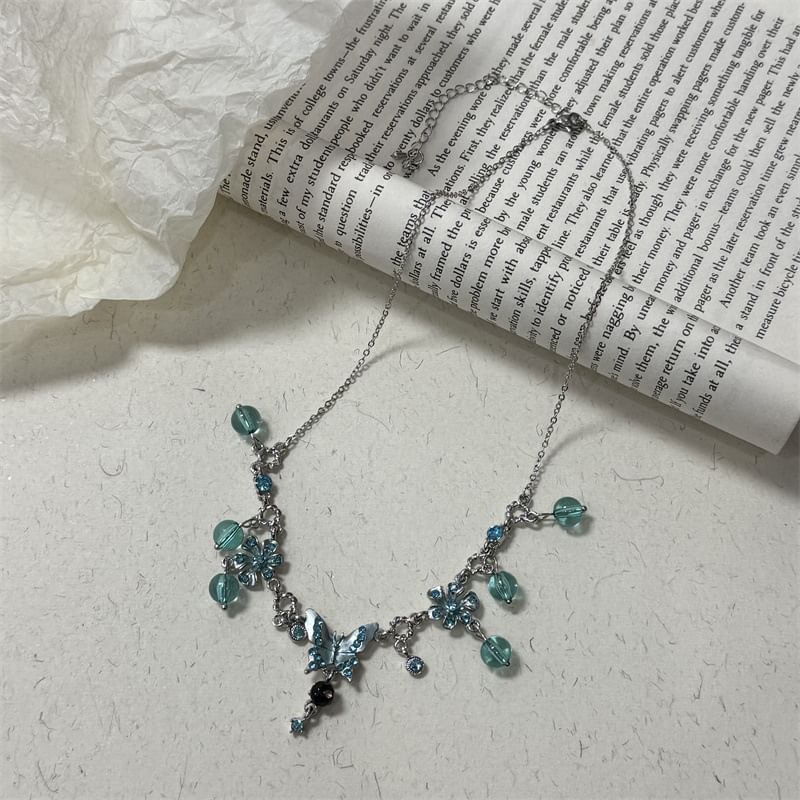 Floral Choker Alloy Butterfly