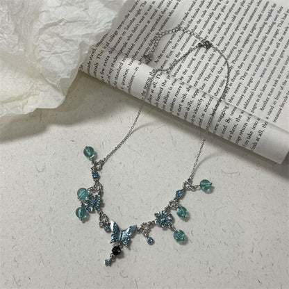 Floral Choker Alloy Butterfly