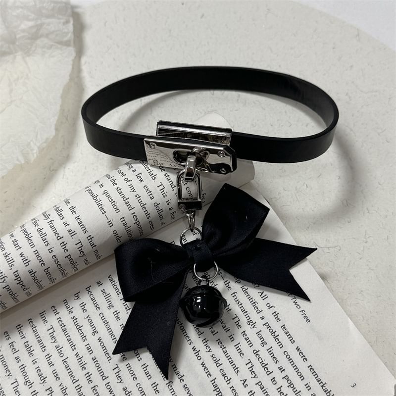 Pendant Necklace Bowknot Black Bell Choker With