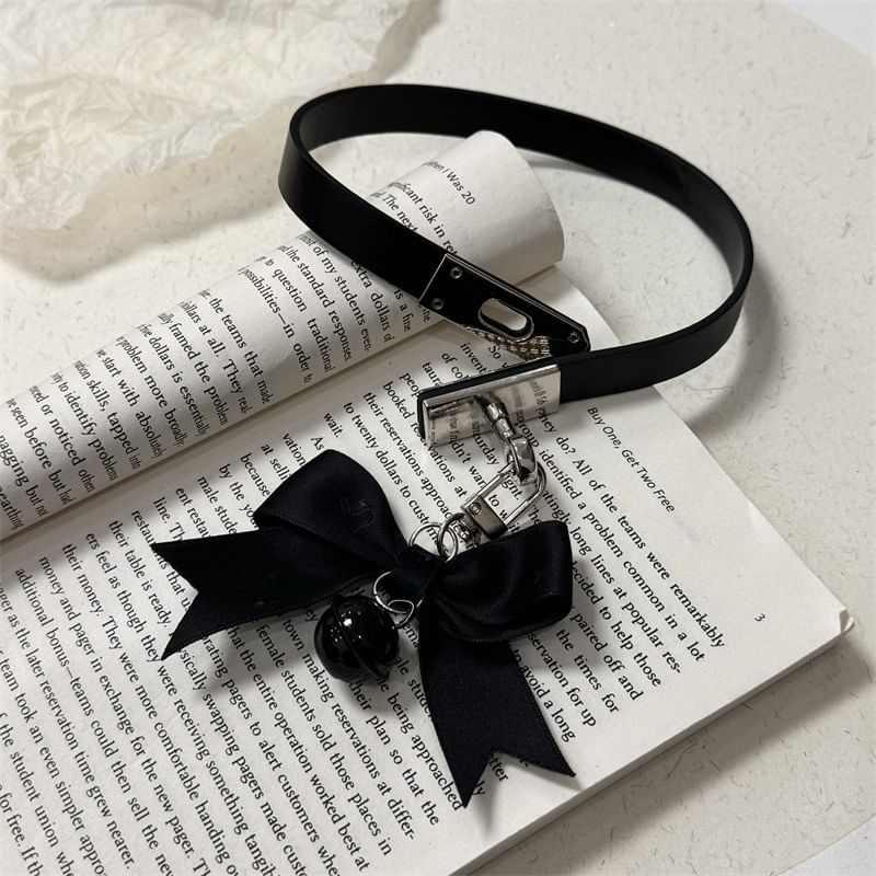 Pendant Necklace Bowknot Black Bell Choker With