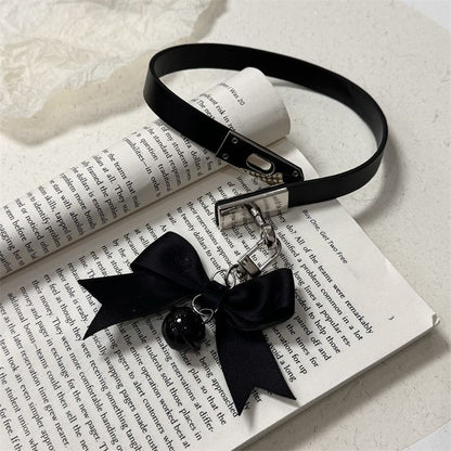 Pendant Necklace Bowknot Black Bell Choker With