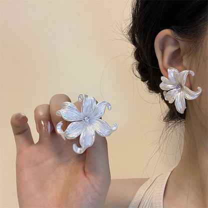 Dangle Floral / Stud Earring Alloy