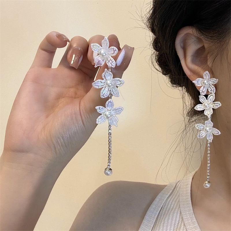 Dangle Floral / Stud Earring Alloy