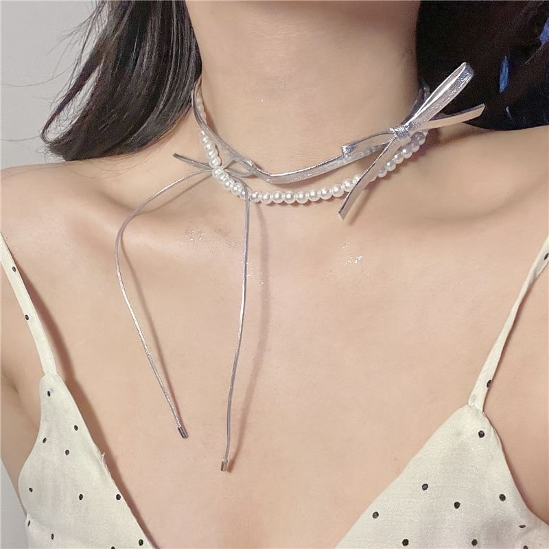 Choker Leather Faux Ribbon