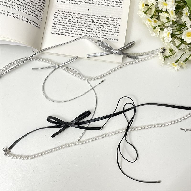 Choker Leather Faux Ribbon
