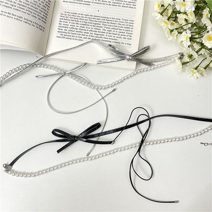Choker Leather Faux Ribbon