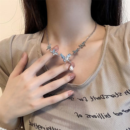 Pearl Faux Butterfly Alloy Choker