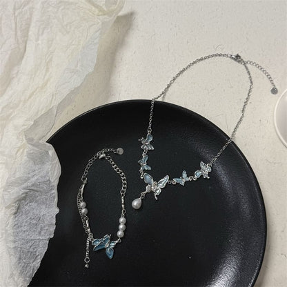 Pearl Faux Butterfly Alloy Choker