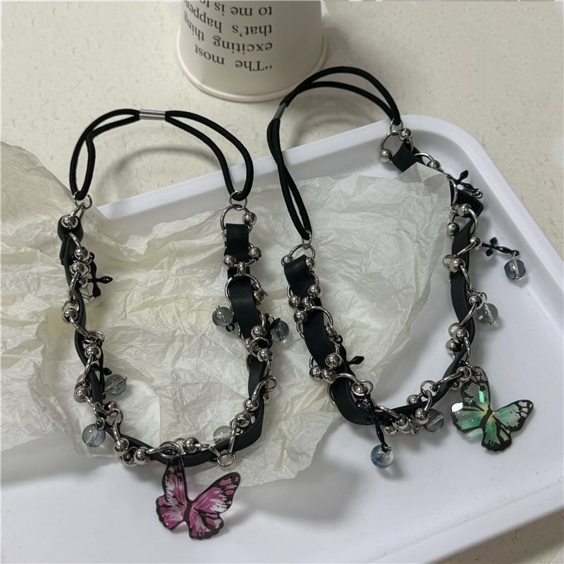 Butterfly Chain Thigh Leather Crystal Faux