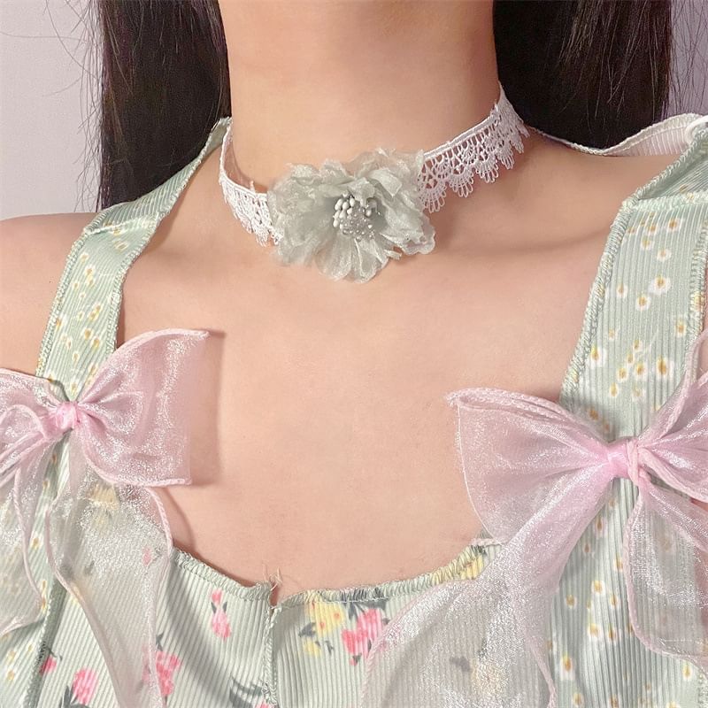 Floral Choker Fabric Lace