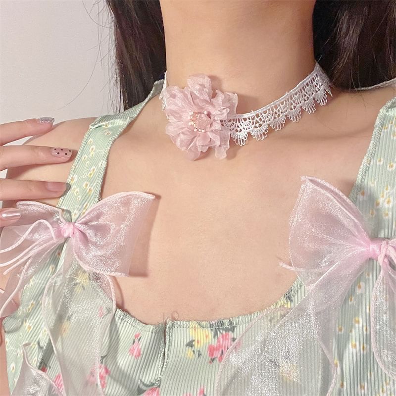 Floral Choker Fabric Lace