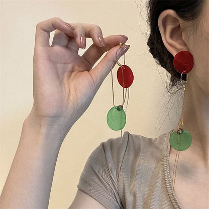 Dangle Disc Earring Asymmetrical Alloy