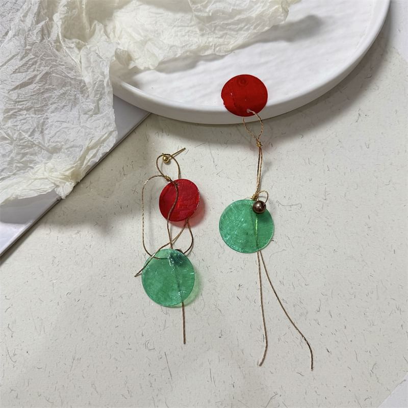 Dangle Disc Earring Asymmetrical Alloy