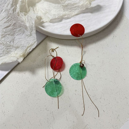 Dangle Disc Earring Asymmetrical Alloy