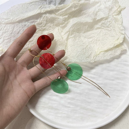 Dangle Disc Earring Asymmetrical Alloy