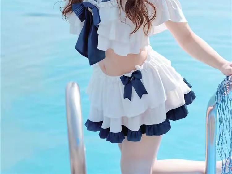 Set: Lolita Sailor Collar Swim Top + Swim Skirt