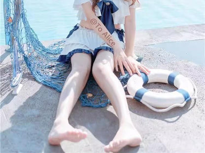 Set: Lolita Sailor Collar Swim Top + Swim Skirt