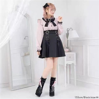 Lolita Long Sleeve Peter Pan Collar Ruffle Trim Blouse / Bow Tie / Set