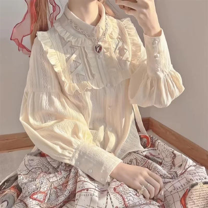 Lolita Long Sleeve Collar Ruffle Lace Blouse