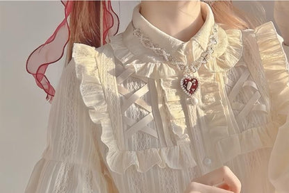 Lolita Long Sleeve Collar Ruffle Lace Blouse