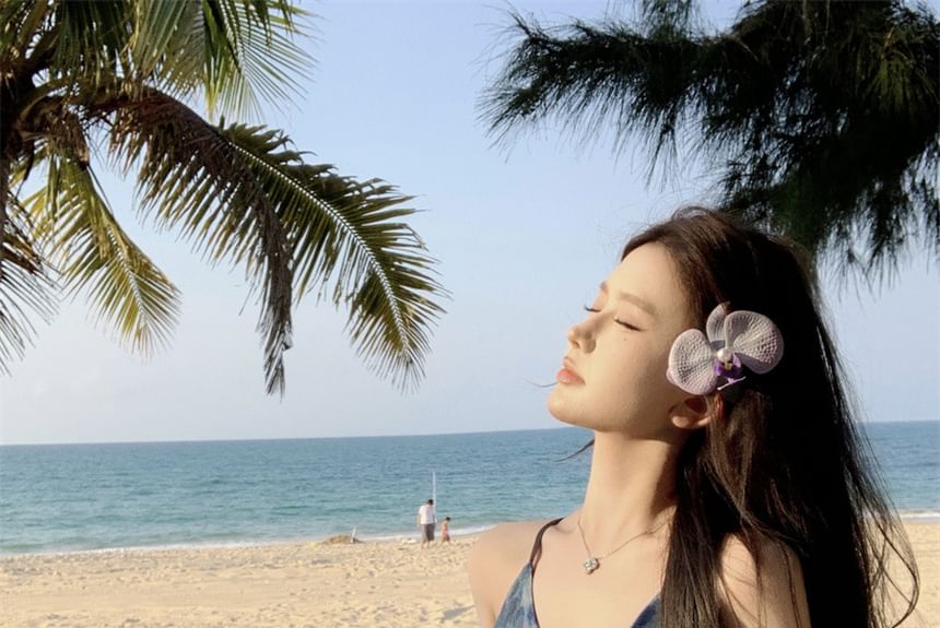 Tie Dress V-Neck Spaghetti Print A-Line Maxi Strap Dye