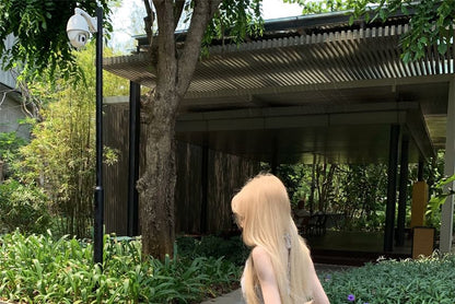 A-Line Tie Dye Dress Spaghetti Strap Halter Cutout Neck Maxi