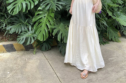 Dress Strap Spaghetti Maxi A-Line Tie Back