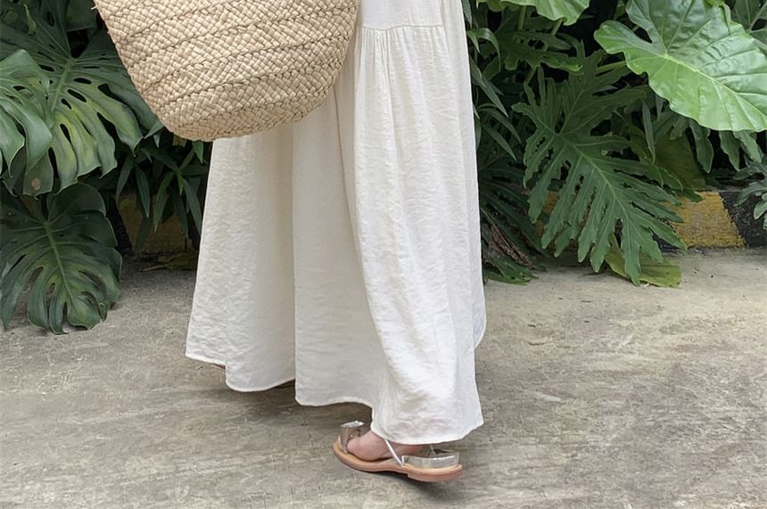 Dress Strap Spaghetti Maxi A-Line Tie Back