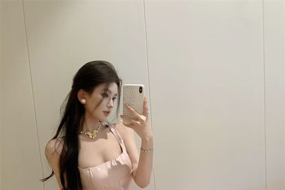 Spaghetti Evening Gown Strap Plain Neck Scoop A-Line