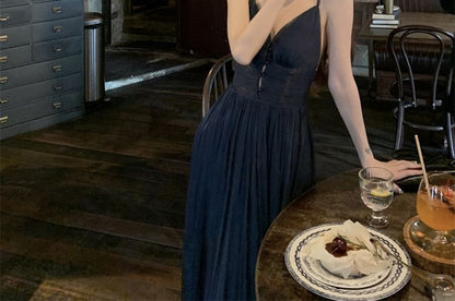 A-Line Evening V-Neck Strap Plain Gown Spaghetti