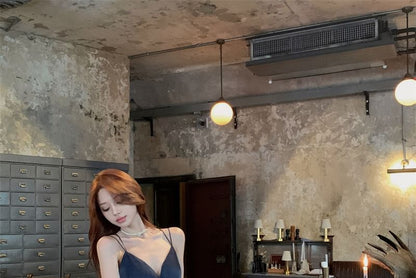 A-Line Evening V-Neck Strap Plain Gown Spaghetti