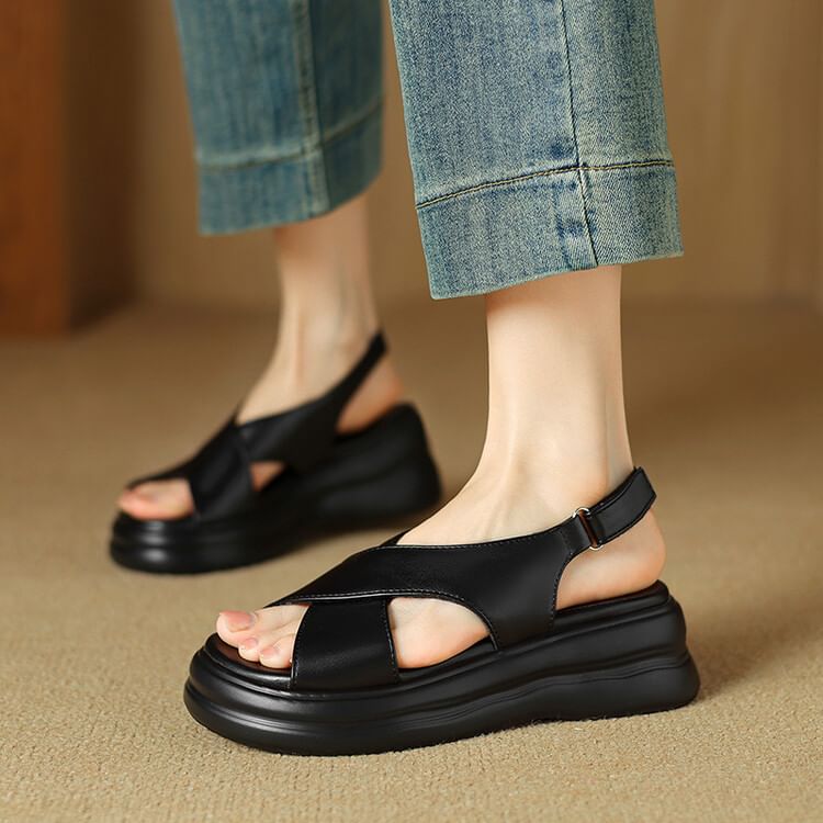 Platform Cross Strap Sandals