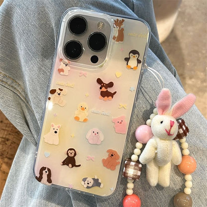 Animal Phone Case / Strap / Set - iPhone 15 Pro Max / 15 Pro / 15 Plus / 15 / 14 Pro Max / 14 Pro / 14 Plus / 14 / 13 Pro Max / 13 Pro / 13 / 13 mini / 12 Pro Max / 12 Pro / 12 / 12 mini / 11 Pro Max / 11 Pro / 11