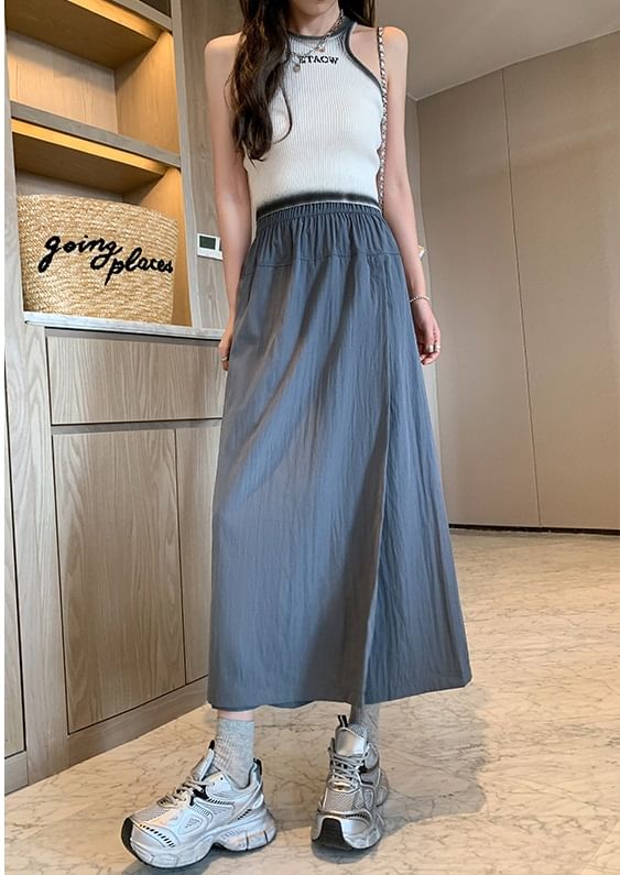 Asymmetrical Crease Pattern High Rise Wide Leg Skort