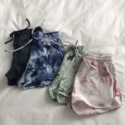 Drawstring Waist Tie Dye Shorts