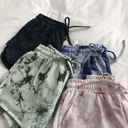 Drawstring Waist Tie Dye Shorts