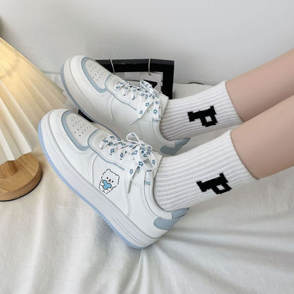 Platform Bear Print Lace Up Sneakers